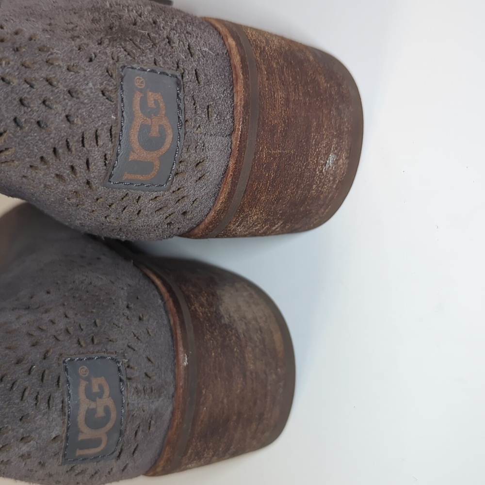 UGG Side Zip Gray Suede Boots Size 8 - Picture 15 of 16